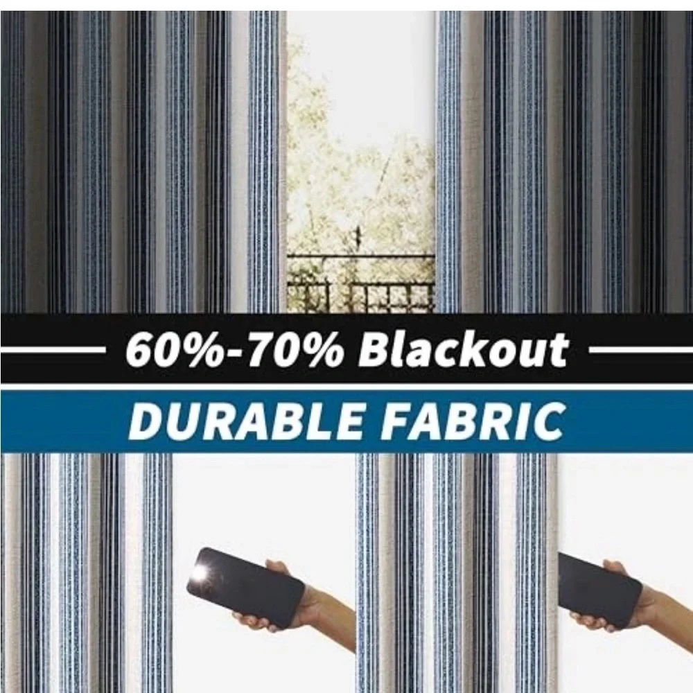 DriftAway Chris Linen Blackout Curtains PAIRThermal Insulated SZ 52x84